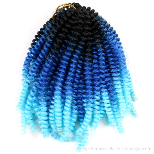 Wholesale Synthetic Spring Curl Crochet Braids 8 Inch Nubian Hair Products Kenya 12 Inches Spring Twist Braiding Hair